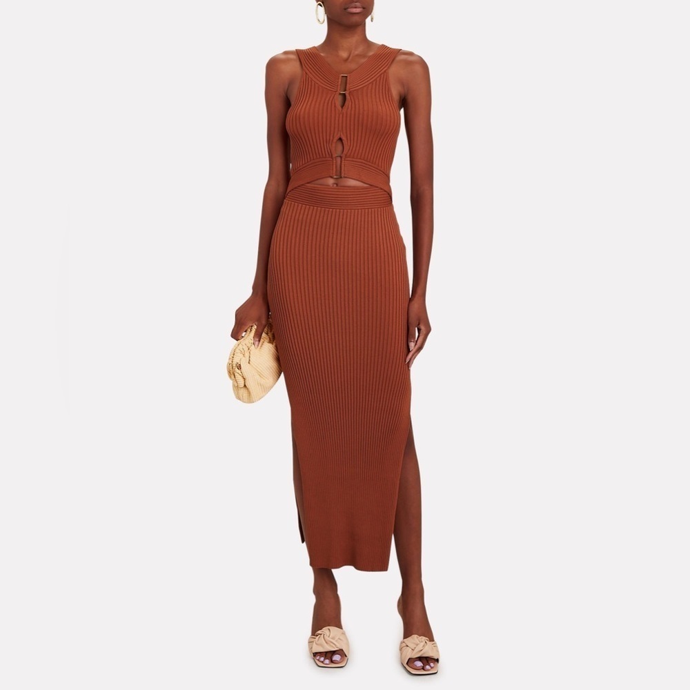 SOVERE Bond Reversible Rib Knit Midi Dress